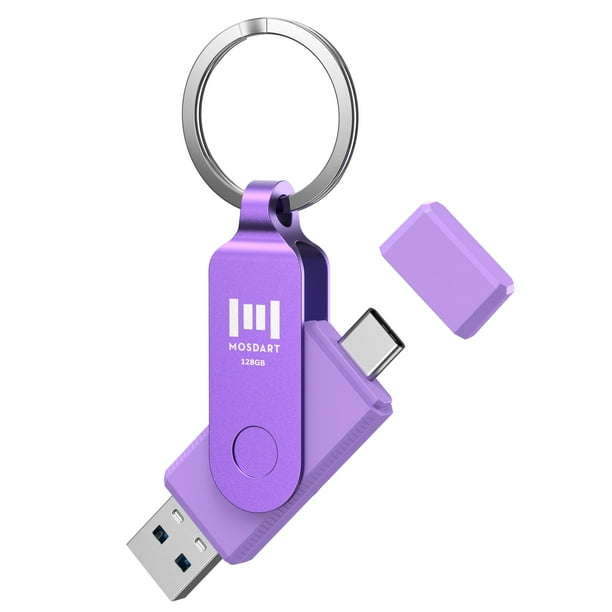 Memoria USB MosDart 128 GB Dual USB C 3.1 Púrpura