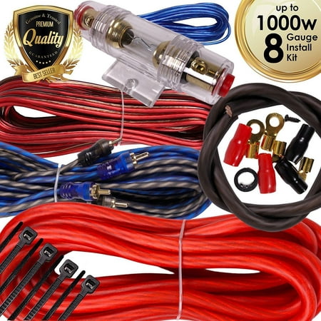 Complete 1000W 8 Gauge Car Amplifier Installation Wiring Kit Amp PK3 8 Ga (Best Amplifier Wiring Kit)