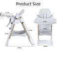 thumbnail image 4 of WARMMUSE Baby High Chair, Foldable Baby High Chairs with 5-Level Height & Recline, BPA-Free Tray & Safety Harness, PU Cushion & Removable Tray, White, 4 of 11