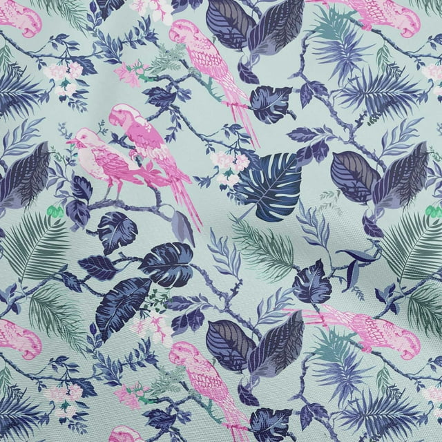 oneOone Rayon Light Blue Fabric Asian Tropical Dress Material Fabric Print Fabric By The Yard 56 Inch Wide