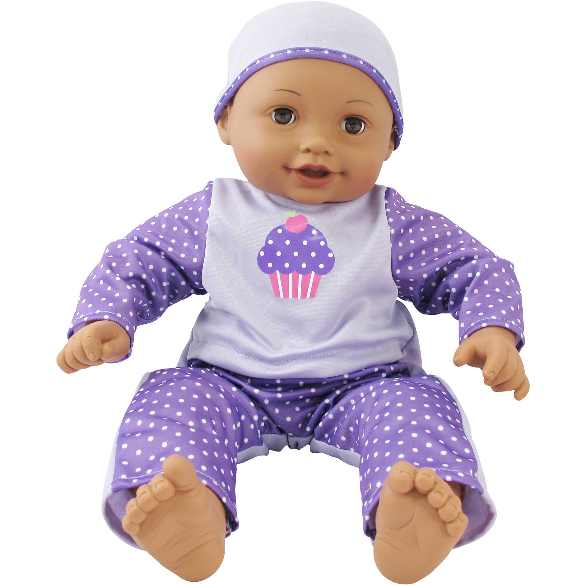 My Sweet Love Soft Baby Doll, African American with Purple Outfit
