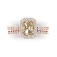 thumbnail image 2 of Clara Pucci 14K Rose Gold 2.16 Synthetic Yellow Moissanite Engraveable Engagement Ring + Wedding Band Set, 2 of 7