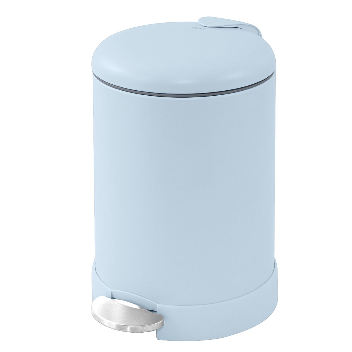 Glad Bathroom Trash Can, 1.2 Gallon Stainless Steel Small Step Garbage Bin with Lid, Blue