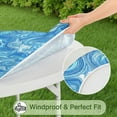 thumbnail image 5 of Blue White Tie Dye Swirl Pattern Round Fitted Tablecloth with Elastic Edge,Dining Table Cover Waterproof,Outdoor Round Tablecloth for Camping,Dining,Indoor and Outdoor, 5 of 7