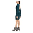 thumbnail image 3 of CITY STUDIO Womens Green Glitter Long Sleeve V Neck Short Cocktail Body Con Dress 3, 3 of 4
