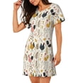 thumbnail image 2 of Bingfone Cartoon Chickens Nightgowns for Women Sleep Shirts Short Sleeve Nightshirt Pullover Nightdress Soft Sleepwear, 2 of 6