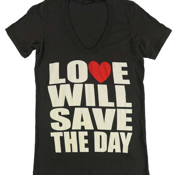 dirty violet Womens Love Will Graphic T-Shirt, Black, Small