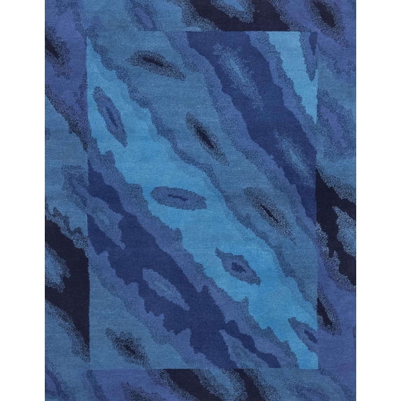 Ahgly Company Indoor Rectangle Abstract Blue Animal Area Rugs, 8' x 10'