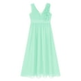 thumbnail image 5 of vastwit Flower Girls Applique V-Neck Wedding Dress Sleeveless Ruched Chiffon Long Maxi Party Gowns Mint Green 10, 5 of 7