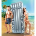 thumbnail image 6 of POZA Large Inflatable Pool Lounger Air Mattress - Big and Stylish Confetti-Filled Pool Lounger Float, Thick Blow Up Pool Mat with Built-in Headrest, Phone Holder, and Cup Holders - 76x32 inch - Silver, 6 of 8