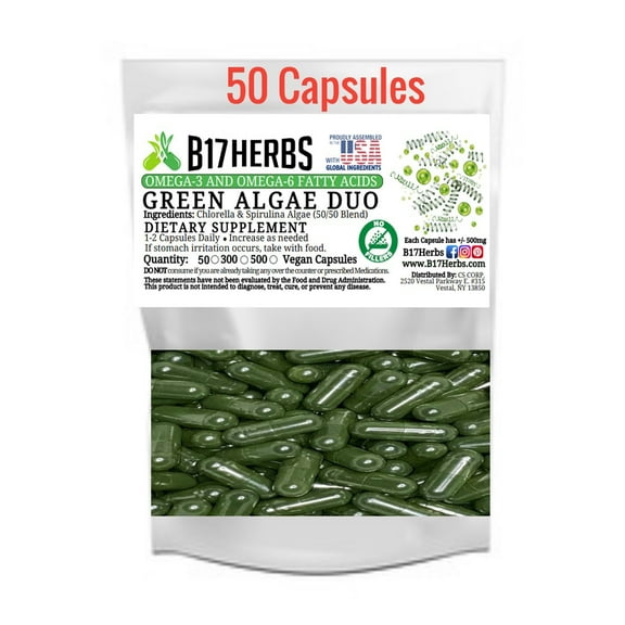 Pure Spirulina & Chlorella Capsules | Superfood | Nutrition | Algae | Chlorophyll | Herbs | Vitamins | [M]inerals | Natural | Organic - Bulk Purchase 50 Caps