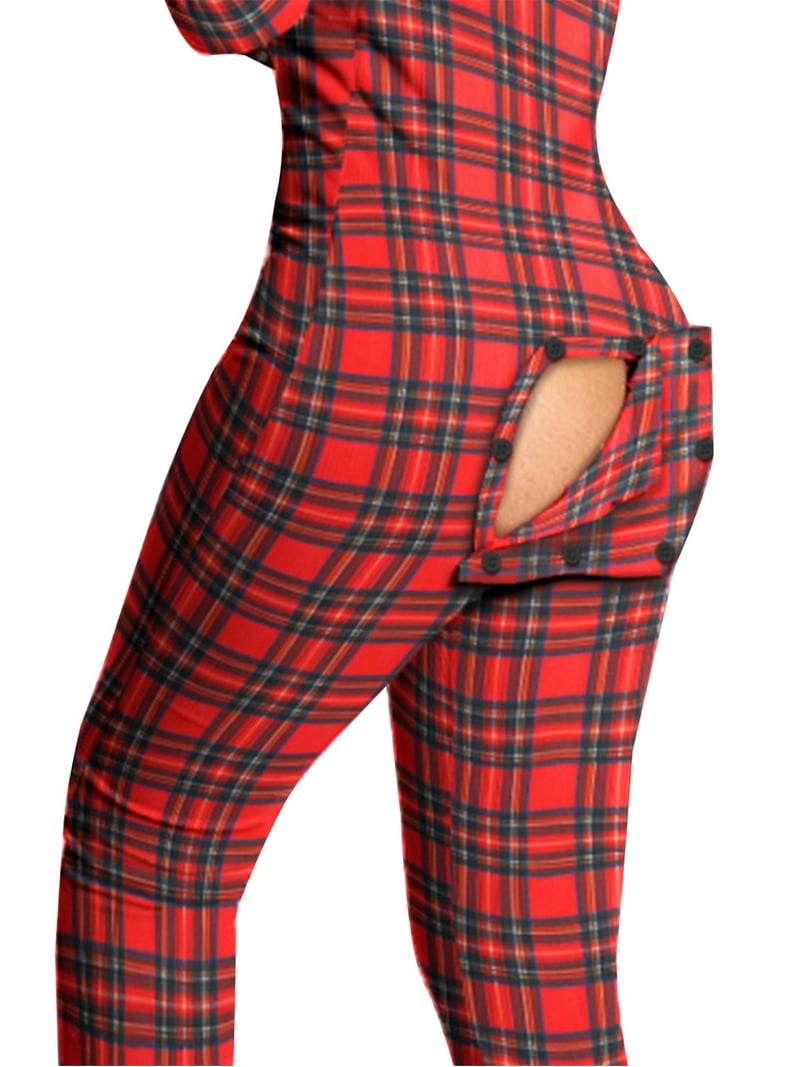 Aunavey Womens One Piece Pajamas Bodycon Jumpsuit Union Suit with Button  Back Butt Flap