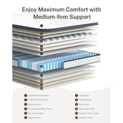 Twin Size Mattress, 12 Inch Hybrid Mattress in a Box, Memory Foam Pocket Coils Innerspring Mattresses, Fiberglass Free, Pressure Relief, Medium Firm