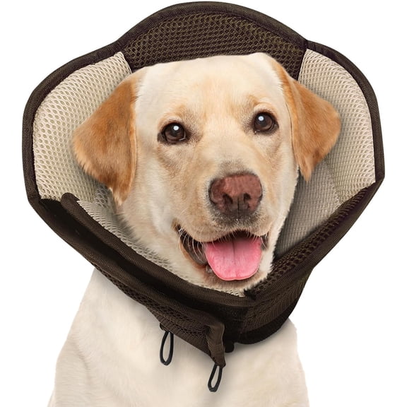 Large Dog Cone - Soft Dog Cone Stop Licking, Adjustable Extra Large Cones Dogs for Wound Healing, Pet Elizabethan Cones Collar After Surgery, XL Fabric Pet E-Collar, Brown X-Large