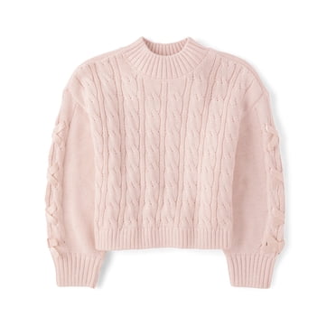 The Children's Place Girls Long Sleeve Cable Knit Ribbon Sweater, Sizes XS-XXL
