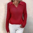 thumbnail image 5 of Women's Knitted Sweater, Fashion Slim Women's Lapel Sweater Comfortable For Home Office, 5 of 5