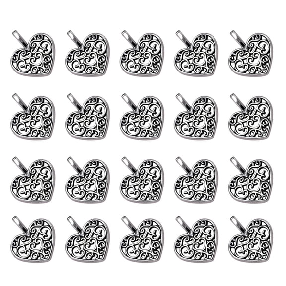 PENIKOKO 20pcs Alloy Heart Shaped Charms for Keychain Making Jewelry Craft Accessories Supplies