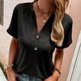 thumbnail image 2 of Wlynlyn Womens Casual Tops Rolled Short Sleeve Shirts Casual V Neck T Shirts Solid Color Loose Summer Top, 2 of 7