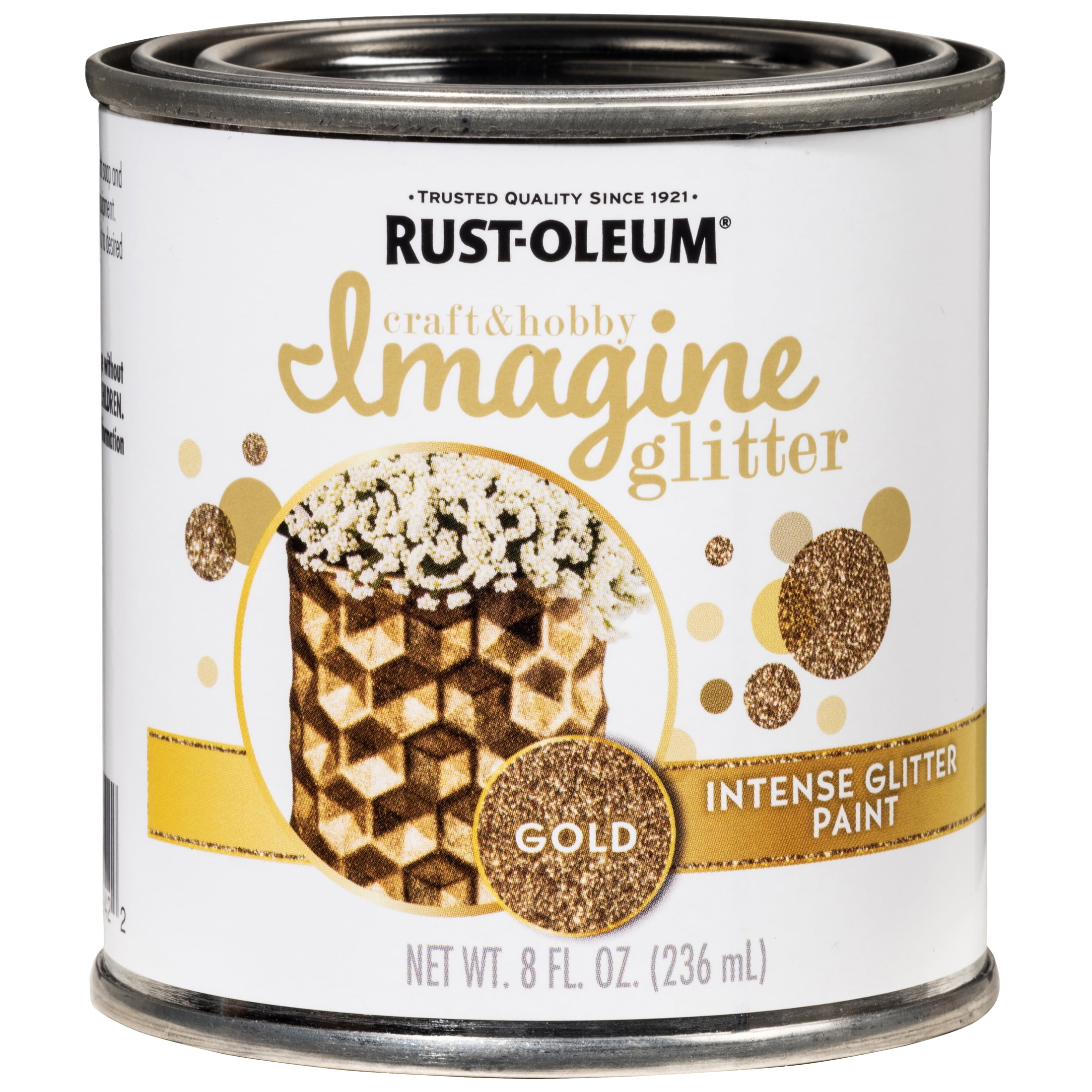 4 Pack, Gold, Rust-Oleum Craft & Hobby Imagine Intense Glitter Paint- 345698, 1/2 Pint