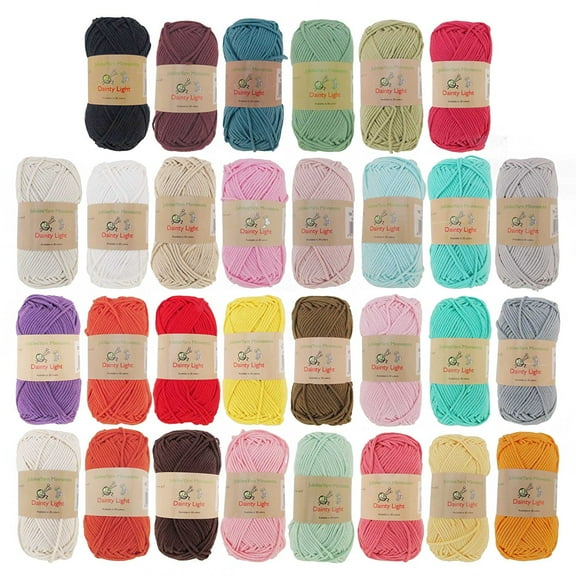 JubileeYarn Dainty Light Yarn - Worsted Weight Cotton - 100g/Skein - Variety Pack - 4 Skeins