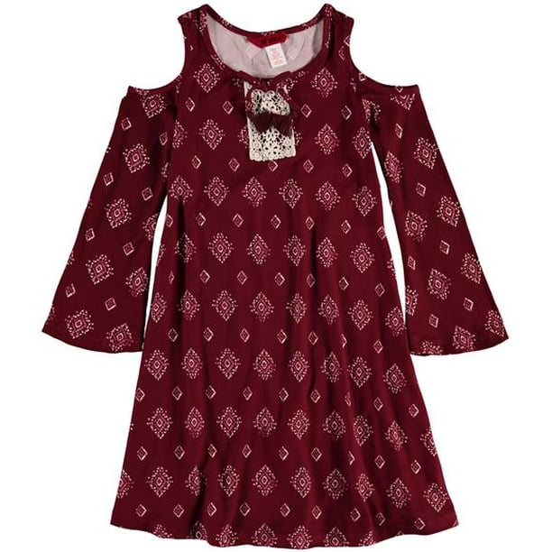 S D Kids 1st Kiss Girls 7 16 Long Sleeve Casual Dress Red 7 8 Walmart Com Walmart Com