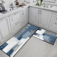 thumbnail image 3 of Blue Modern Kitchen Rugs Set - Grey White Abstract Mats, Non-Skid Washable, Geometric Painting Runner Rug, Graffiti Art Kitchen Decor, Set of 2, Ideal for Contemporary Kitchens, 3 of 6