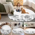 thumbnail image 5 of Round Rugs 7Ft, Watercolor Gray Round Area Rug Washable Indoor Throw Carpet, Botanical Pine Tree Large Non Slip Circle Rug for Dining Room Playroom Home Decor Aesthetic, 5 of 8