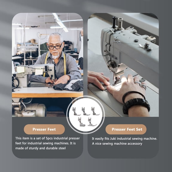 SOPOTUTU 5-Piece Sewing Machine Binding Foot Set, Steel Accessories for Accurate Stitching and Seam Sewing Replacement Parts