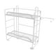 thumbnail image 3 of Estantes de rejilla de 2 niveles con ganchos para organizar el baño, almacenamiento de inodoro de pared de hierro plegable blanco, 3 of 8