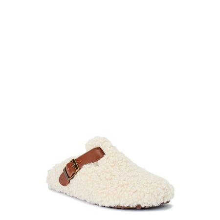 Time and Tru Women's Buckled Sherpa Casual Clog