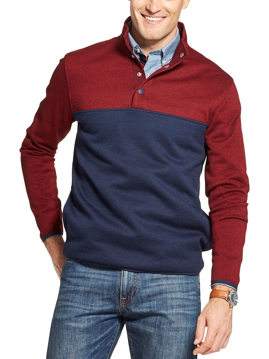 Izod Men's Long Sleeve Premium Essentials Sweater Fleece Colorblock ...