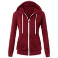thumbnail image 5 of Daznico Women's Zip Hoodie - Thumbhole Long Sleeve with Drawstring & Pocket, Solid Color Casual Pullover,Zip Up Hoodie Women,Zip Up Sweatshirt Women,Color: Red Size: S, 5 of 8