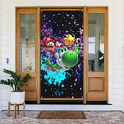 Super Mario Pet Door Cover Decorated Banner Tapestry Home Decoration Holiday Party Supplies Door Banner Porch Sign Banner 72.8 x 35.4 Inch