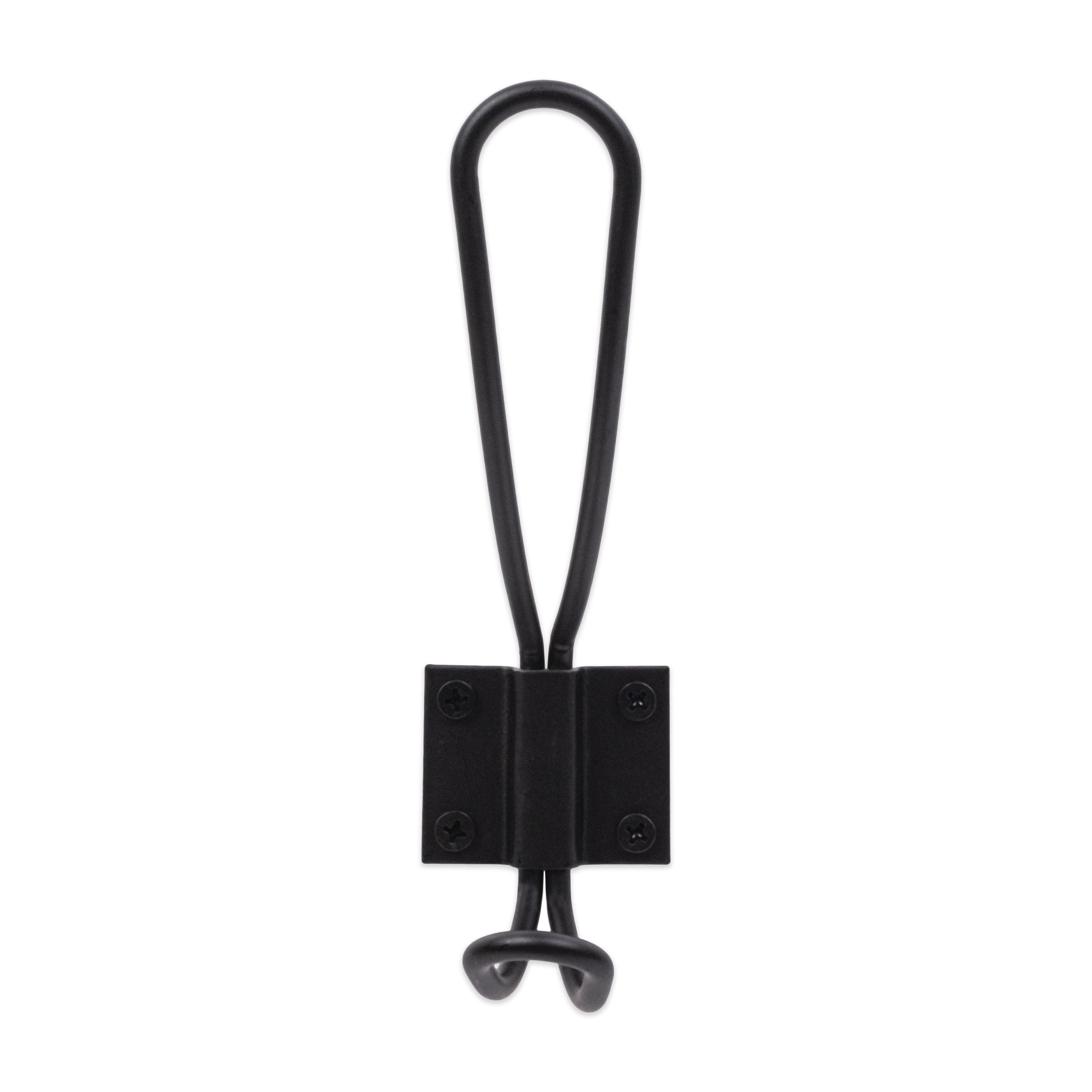 (2 pack) Mainstays Rustic Wall Mounted Coat and Hat Metal Wire Double Hook, Matte Black