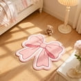 thumbnail image 4 of Naittoop Christmas Day Bow Rug 20x31.5in Pink Fluffy Area Rug Non Slip Plush Bedroom Carpet Cute Pink Bow Shape Door Mat for Romantic Home Decor Beside Bed Vanity Entryway or Gift for Her, 4 of 6