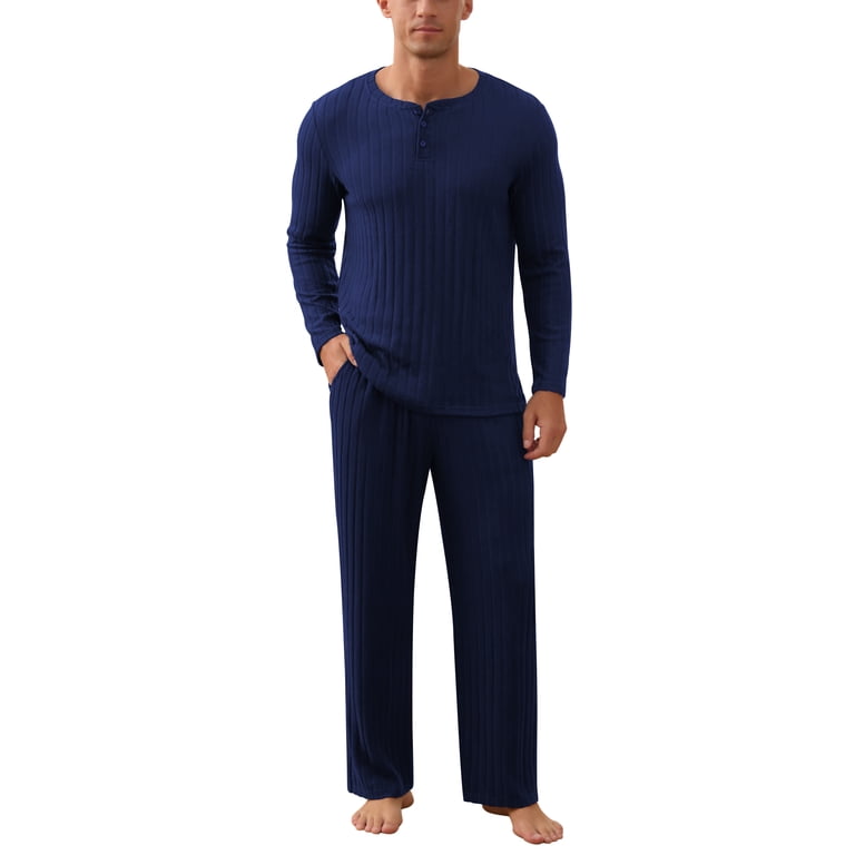 QDG Men's Pajama Set Brushed Ribbed Henley Neck photo 1