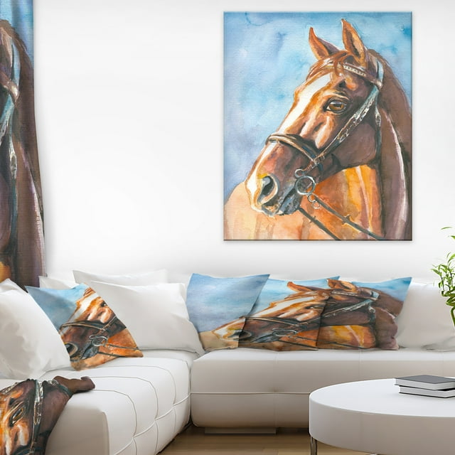 Cheval Brun avec Bride - Impression sur Toile Abstraite