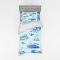 thumbnail image 2 of Ambesonne Nautical Bedding Set 4 Pcs, Wildlife Shark Boat, Queen, Pale Blue Blue, 2 of 3