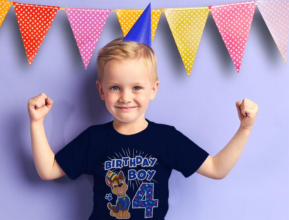 Official Paw Patrol Chase Boys' 4th Birthday T-Shirt - Unique Gift for  Four-Year-Olds - Nickelodeon Paw Patrol Themed Party Shirt - High Quality,  Comfortable Cotton Tee