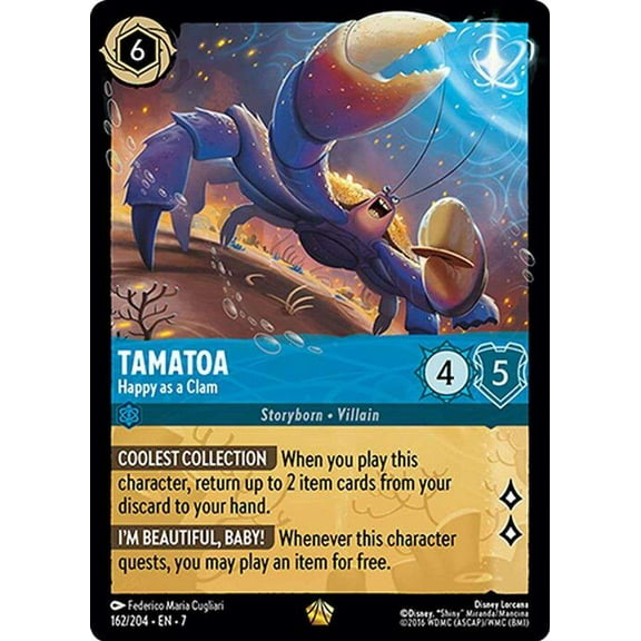 Disney Lorcana Archazia's Island Legendary Tamatoa - Happy as a Clam #162 (FOIL)