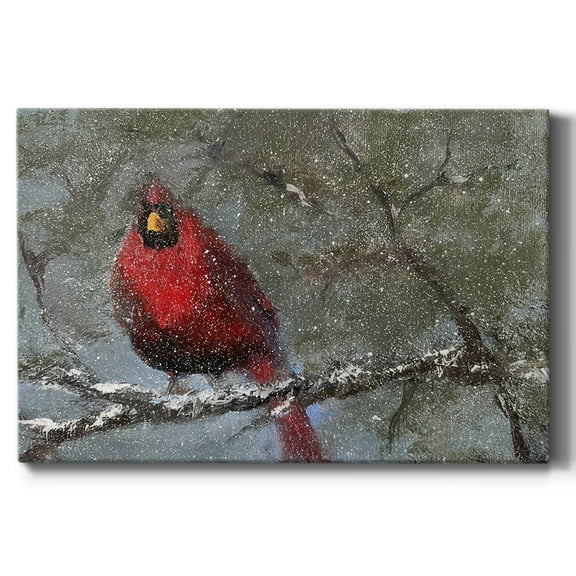 Cardinal in Snow I- Gallery Wrapped Canvas