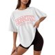 thumbnail image 1 of Camiseta holgada de manga corta y cuello redondo con estampado informal para mujer, 1 of 4