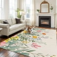 thumbnail image 2 of Large Area Rugs for Living Room Bedroom, Eucalyptus Leaves Floral 5'x8' Rug Washable Carpet Runner Indoor Outdoor, Spring Rustic Botanical Flowers Non Slip Floor Mats Rug for Kitchen, Bathroom, 2 of 8