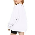 thumbnail image 3 of JUSLIO Girls Hoodies Round Neck Solid Color Hoodless Sweatshirt Casual Athletic Long Sleeve Tops Sweatshirts White(11 Years）, 3 of 7