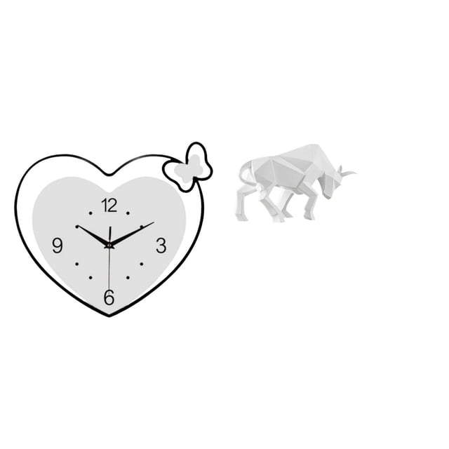 Reloj acrílico y estatua de toro de resina moderna, arte decorativo creativo para oficina, sala de estudio, cafetería, entrada, mesa, escritorio, esta