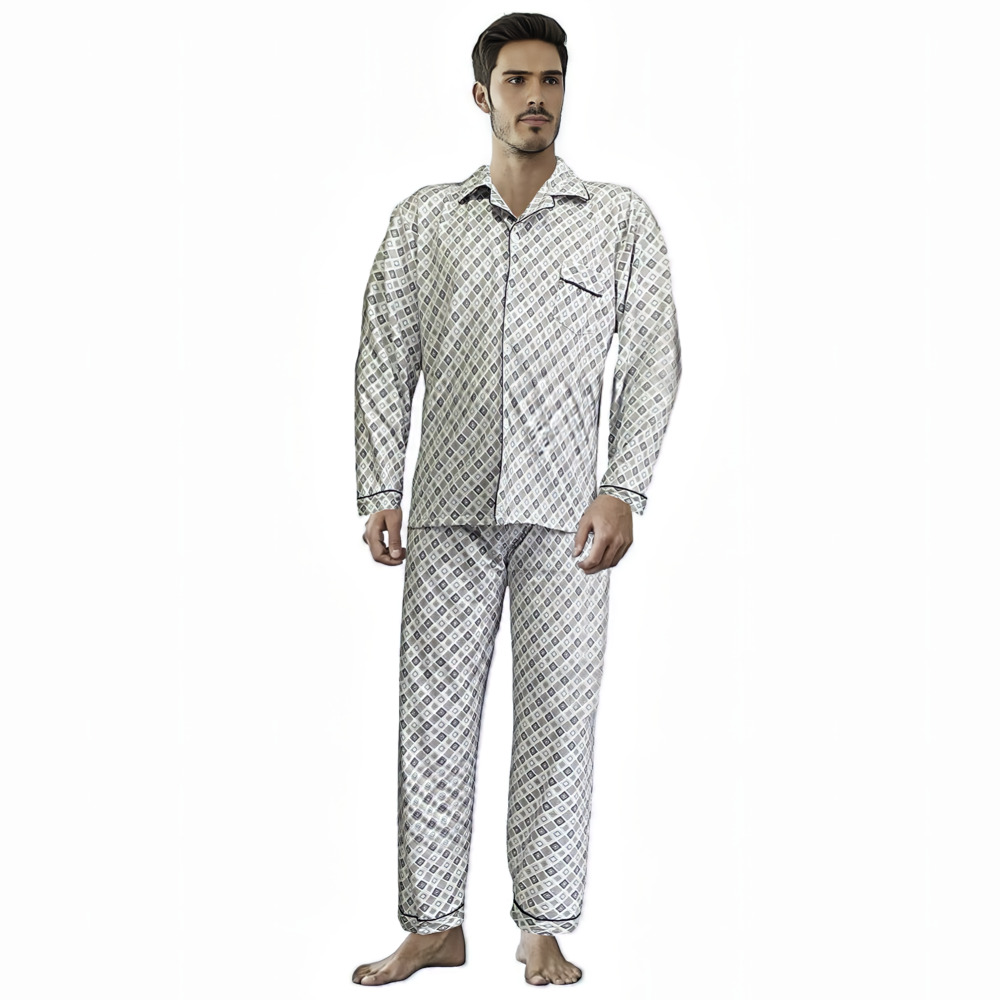 Pijamas Hombre De 2 Piezas Manga Larga Suave Cómoda Botones | Walmart ...