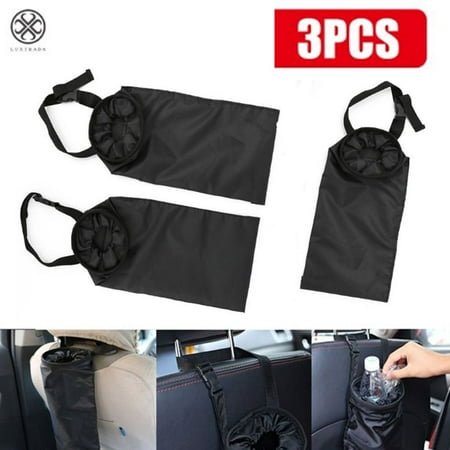 Luxtrada 3 Pack Car Trash Bags Car Trash Can Washable Eco-Friendly Seat Back Hanging Car Trash Bag Car Garbage Bag for Car,Travelling,Outdoor
