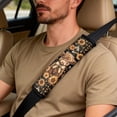 thumbnail image 4 of Xoenoiee Highland Cattle Sunflower Daisy Print PU Leather Car Accessories Automotive Seat Covers Full Set of 5 Seat Protectors with Seat Belt Pads, Car Armrest Cover for SUV Van, 4 of 7