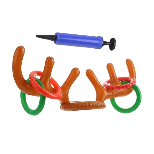 Juego inflable de lanzamiento de astas de reno, juegos de fiesta de Navidad con bomba, juegos de Navidad familiares para adultos, para carnaval, , marrón