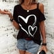 thumbnail image 5 of Camiseta de Mujer con Cuello Asimétrico, Corte y Estampado Gráfico, Corta. Negro XXL, 5 of 9